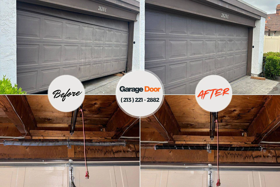 Before and after: garage door repair Mount Airy, NC